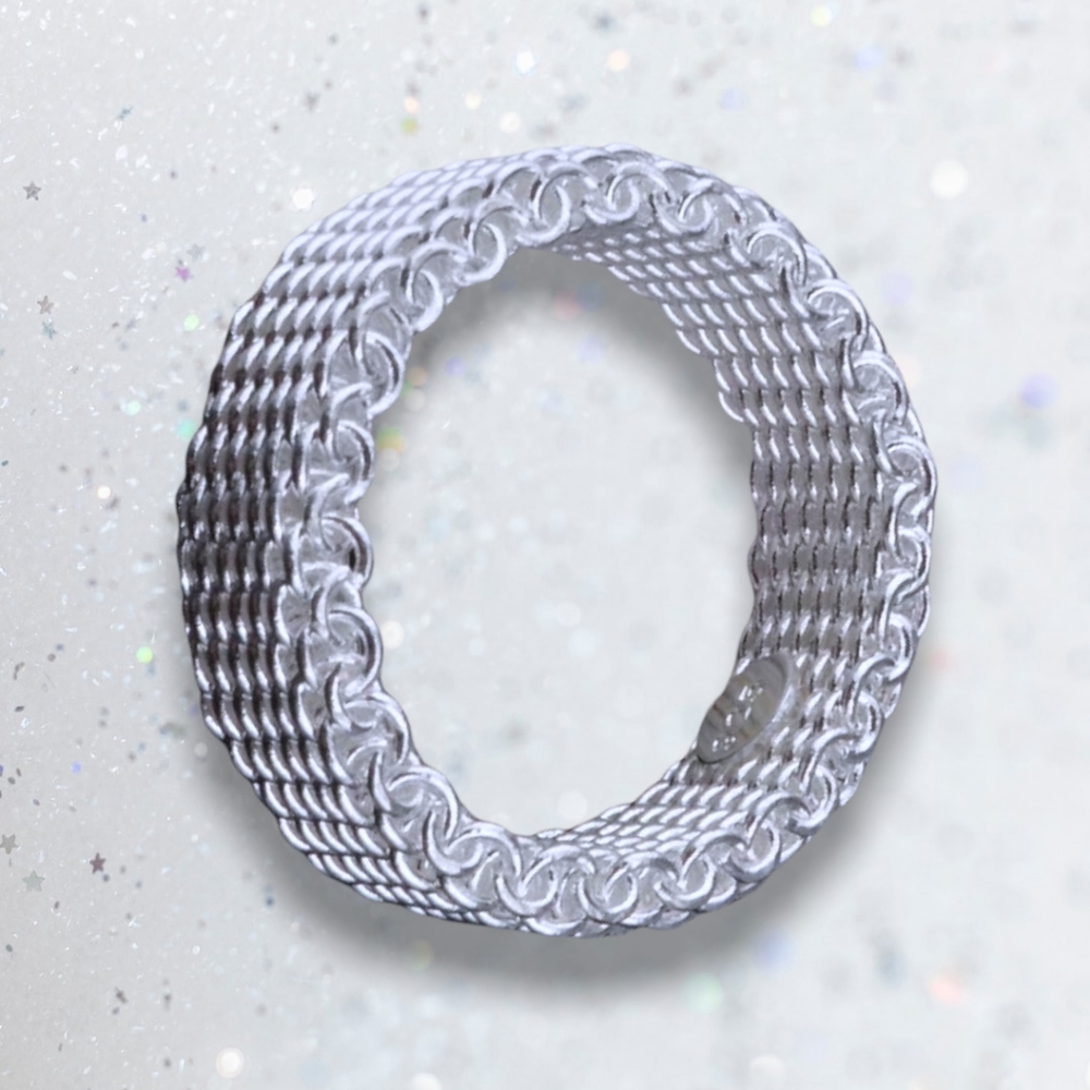 Silver Band Ring .925 Thick Mesh Band Ring NWT sterling silver - Picture 2 of 8
